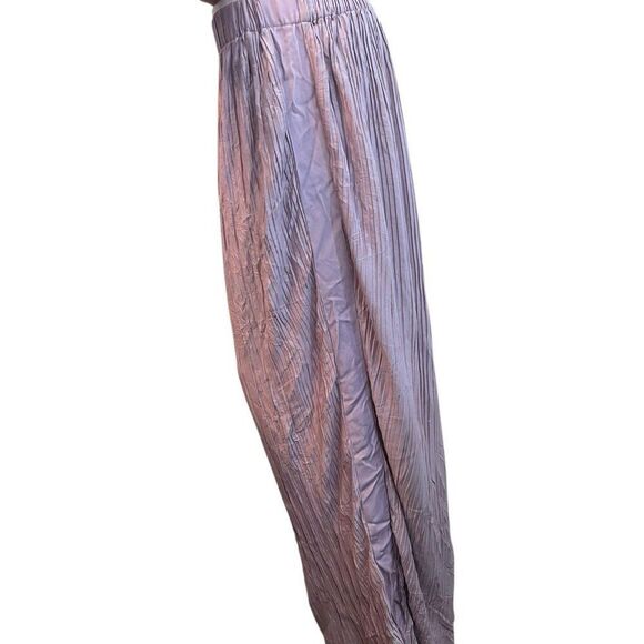 Ladies Size 8 Pleated Texture Mauve Plisses Flowy Wide Leg Pull On Pants Atlein - Picture 3 of 6